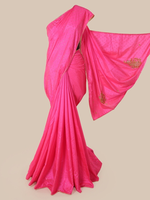 

Pothys Pink Embellished Beads and Stones Art Silk Saree