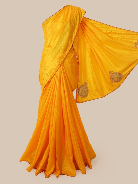 

Pothys Yellow Embellished Art Silk Saree