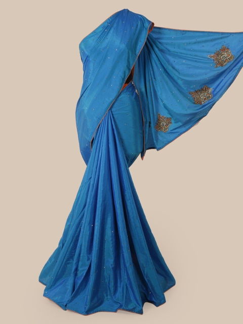 

Pothys Blue Embellished Art Silk Saree