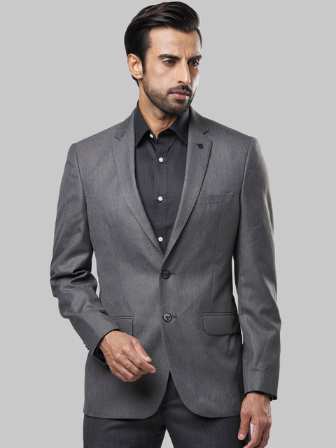 

Raymond Men Grey Solid Single-Breasted Formal Blazer