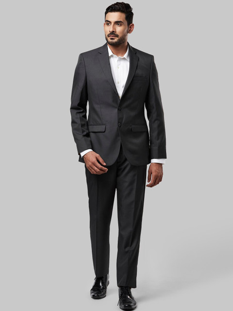

Raymond Men Charcoal Grey Solid Single-Breasted Two-Piece Formal Suit