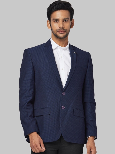 

Park Avenue Men Blue Self-Design Single-Breasted Formal Blazer