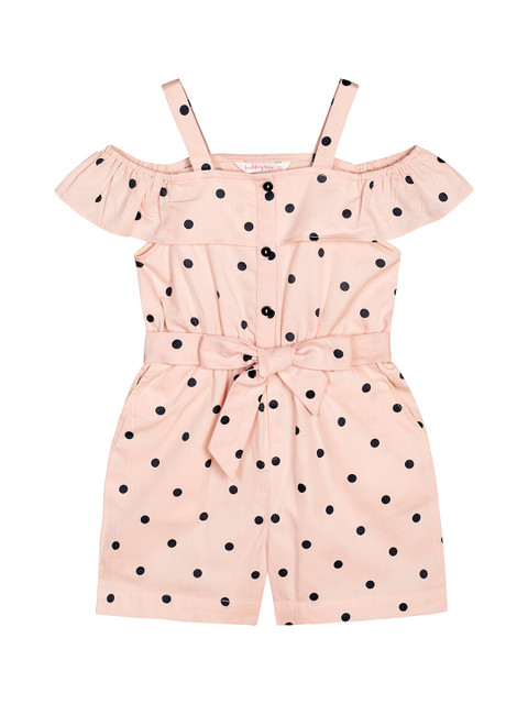 

Budding Bees Girls Pink & Black Printed Cotton Jumpsuit