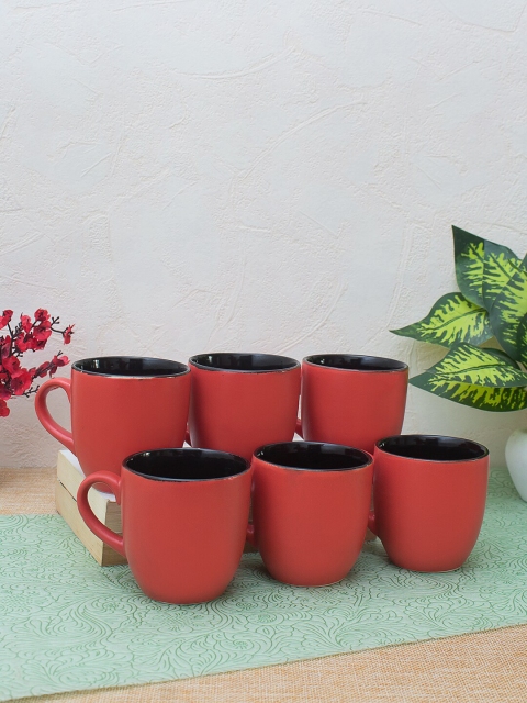 

WISHTANK Set of 6 Maroon Solid Ceramic Cups