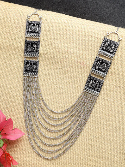 

NEUDIS Silver-Toned & Black Alloy Silver-Plated Oxidised Necklace