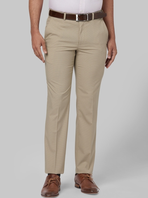

Park Avenue Men Beige Self Design Slim Fit Formal Trousers