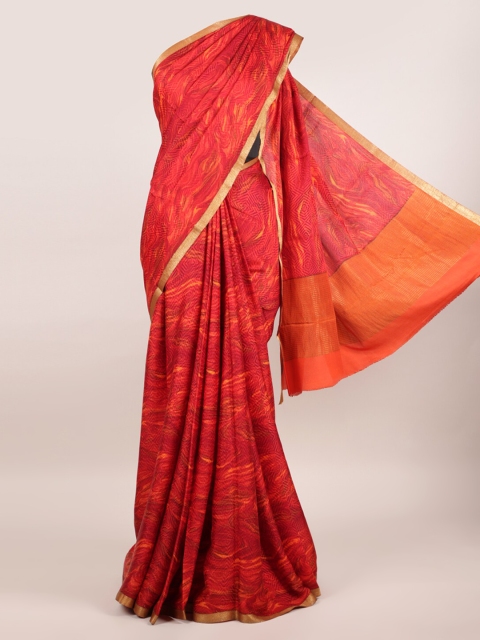 

Pothys Red Zari Pure Crepe Saree