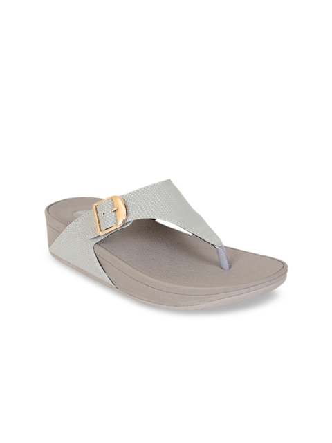 

Zyla Women Grey Textured Comfort Heels with Buckle Detail