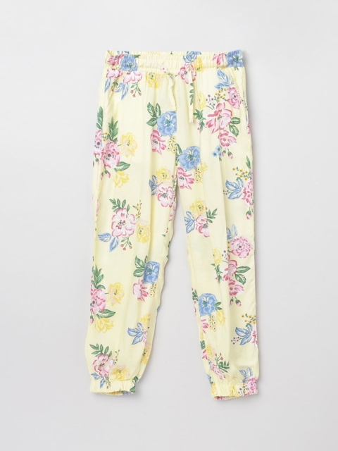

max Girls Yellow Printed Joggers Trousers