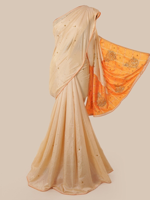 

Pothys Cream Embellished Art Silk Saree