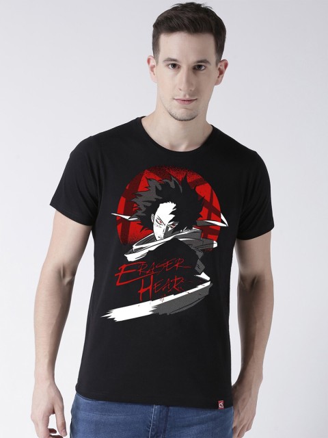 

ComicSense.xyz Men Black Eraser Head My Hero Academia Print Pure Cotton T-shirt