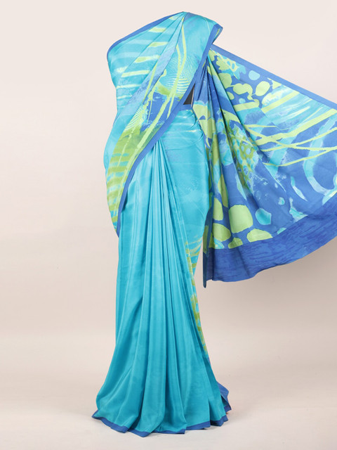

Pothys Blue Pure Crepe Saree