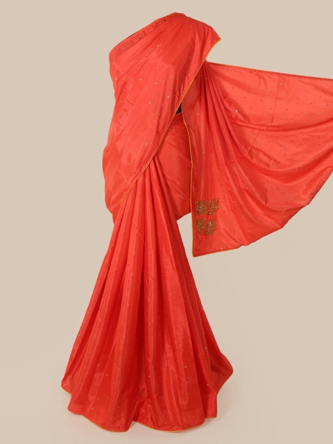 

Pothys Red Embellished Beads and Stones Art Silk Saree