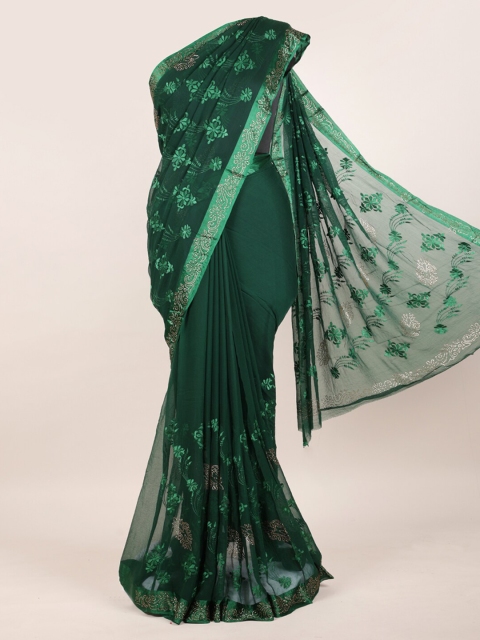 

Pothys Green Ethnic Motifs Beads and Stones Pure Chiffon Saree