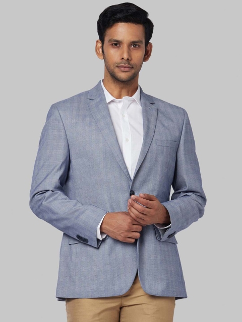 

Park Avenue Men Blue & Grey Checked Single-Breasted Formal Blazer