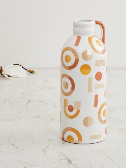 

Home Centre White & Mustard Yellow Splendid HS Ceramic Decal Vase