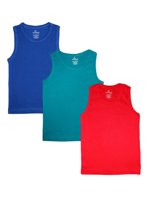 

KiddoPanti Boys Pack Of 3 Solid Pure Cotton Innerwear Vests, Blue