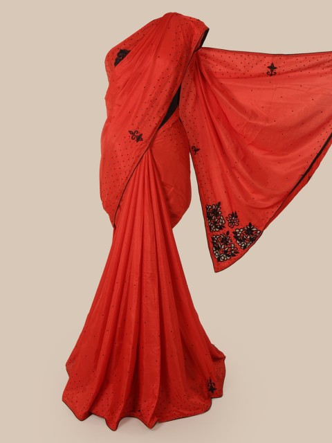 

Pothys Red Embellished Art Silk Saree