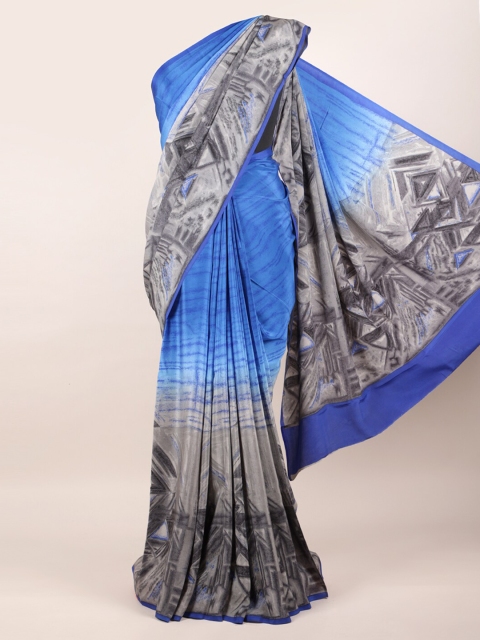 

Pothys Blue & Grey Pure Crepe Saree