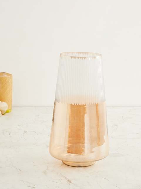 

Home Centre Muted Gold-Toned & Off-White Fiesta Etched Tapered Vase