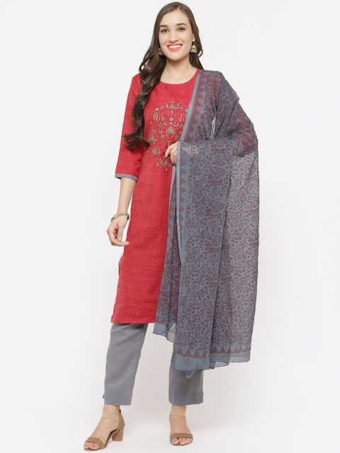 

Biba Red & Grey Printed Unstitched Dress Material