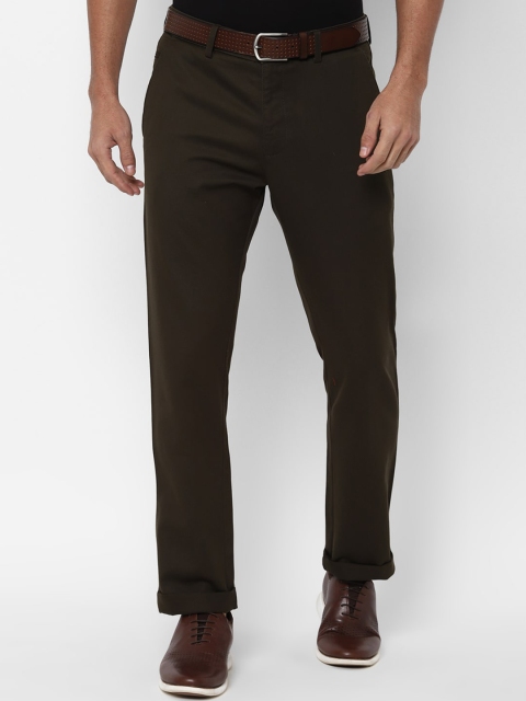

Allen Solly Men Brown Solid Pure Cotton Regular Trousers