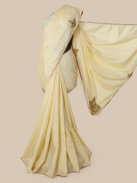 

Pothys Off White Embellished Art Silk Saree