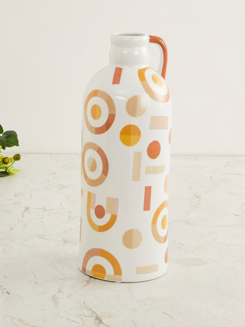 

Home Centre White & Mustard Yellow Splendid Lin Decal Vase
