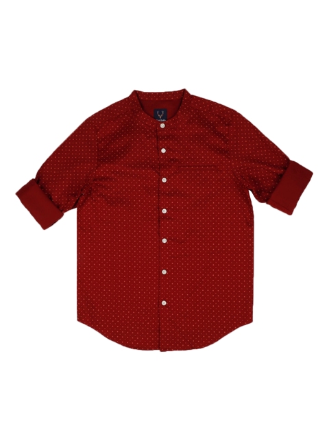 

Allen Solly Junior Boys Maroon Regular Fit Printed Casual Shirt