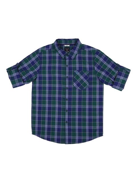 

Allen Solly Junior Boys Blue Regular Fit Checked Casual Shirt