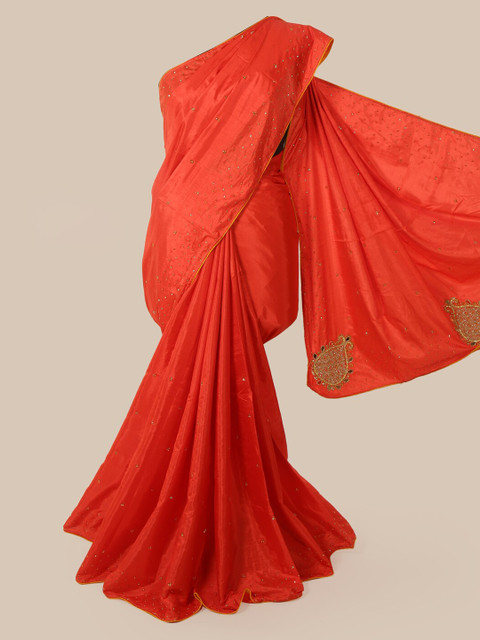 

Pothys Red Embellished Art Silk Saree