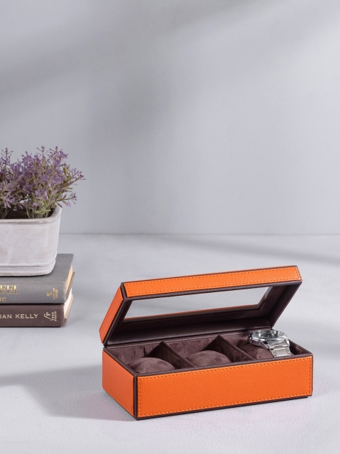 

Pure Home and Living Orange & Brown Watch Organiser
