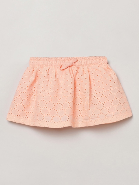 

max Infant Girls Peach-Coloured Self Design Flared Mini Skirt