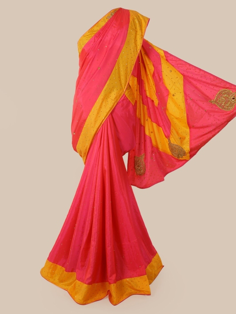 

Pothys Pink Beads and Stones Art Silk Heavy Work Saree