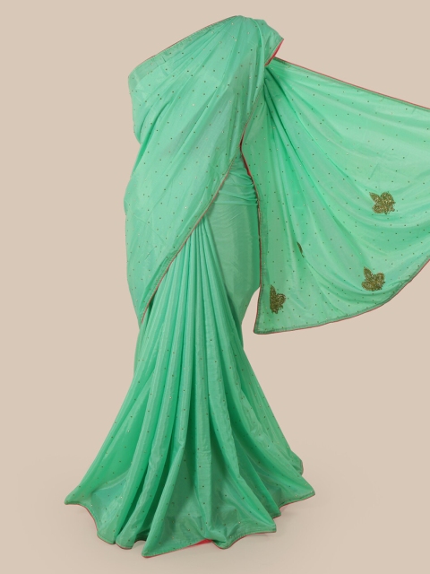 

Pothys Sea Green Embellished Sequinned Art Silk Saree