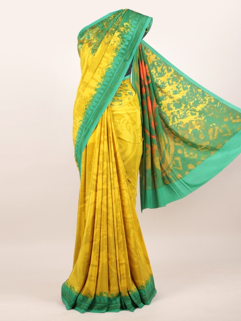 

Pothys Yellow & Green Pure Crepe Saree