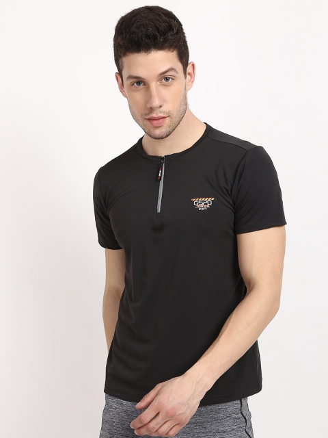 

V2 Value & Variety Men Black Henley Neck T-shirt