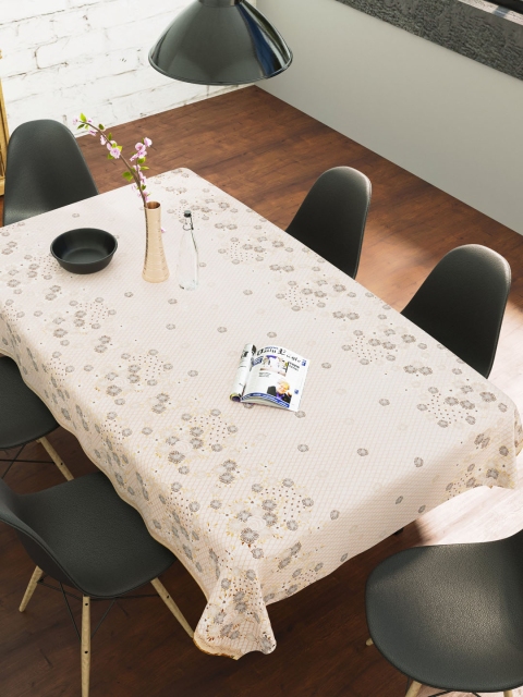 

Clasiko Beige & Gold-Coloured Floral Printed 6 Seater Dining Table Cover