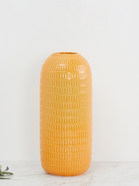 

Home Centre Mustard Yellow Primrose Textured Vase