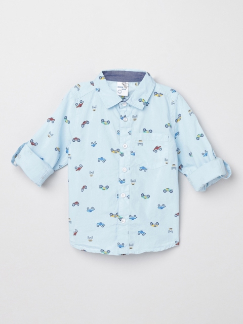 

max Boys Blue Regular Fit Printed Casual Shirt