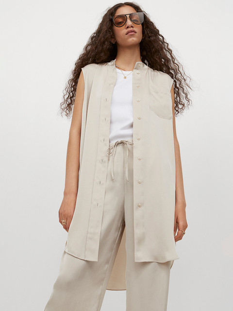 

H&M Women Beige Solid Wide Trousers