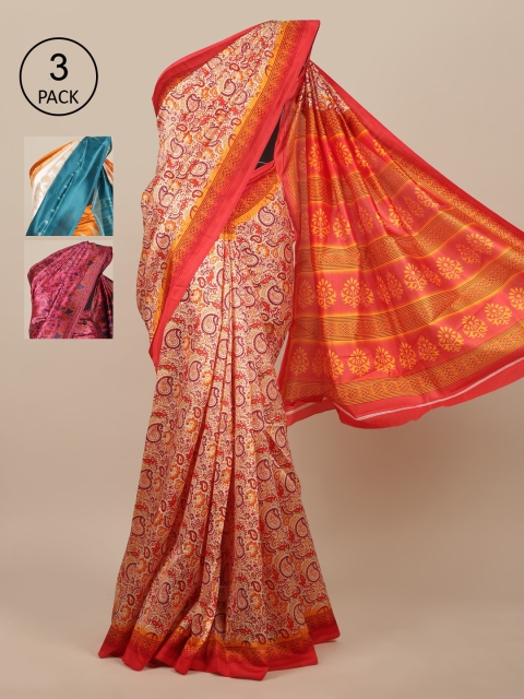 

Pothys Pack of 3 Ethnic Motifs Jute Silk Saree, Multi