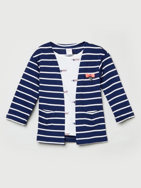 

max Girls Blue Striped Regular Top