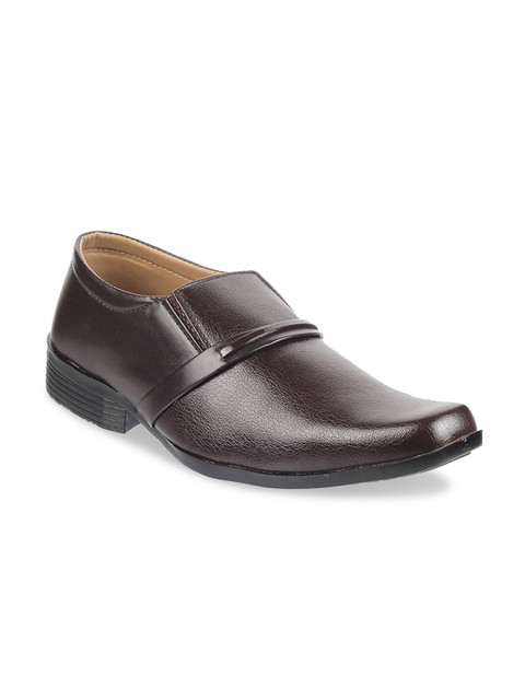 

WALKWAY by Metro Men Brown Solid Formal Slip-Ons