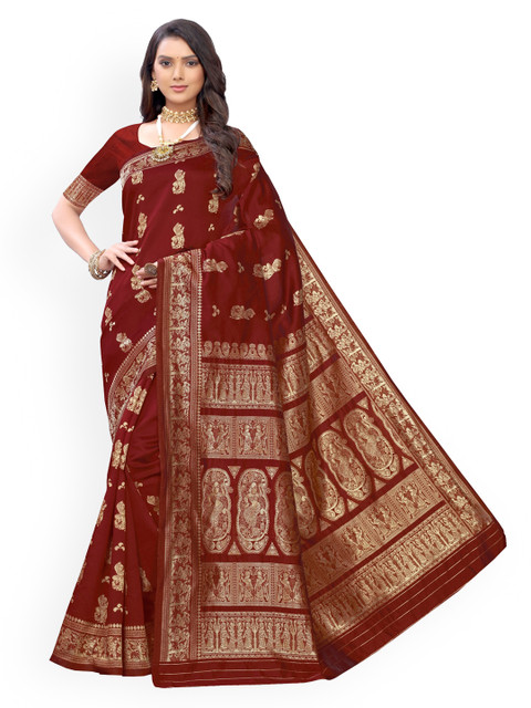 

KALINI Maroon Woven Design Banarasi Saree