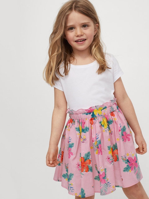 

H&M Girls Pink & Green Floral Patterned Cotton Skirt