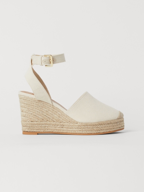 

H&M Women White Wedge-Heeled Espadrilles