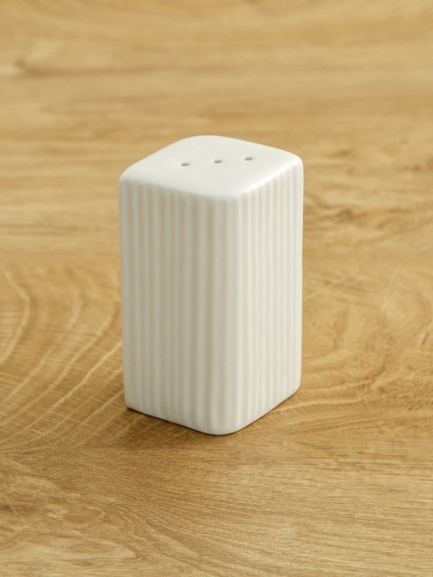 

Home Centre White Self Striped Ceramic Set of Salt & Pepper Shaker