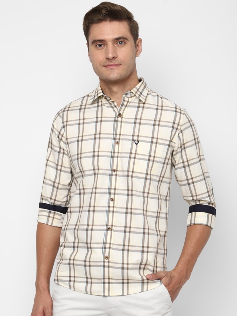 

Allen Solly Men Cream-Coloured Slim Fit Checked Casual Shirt
