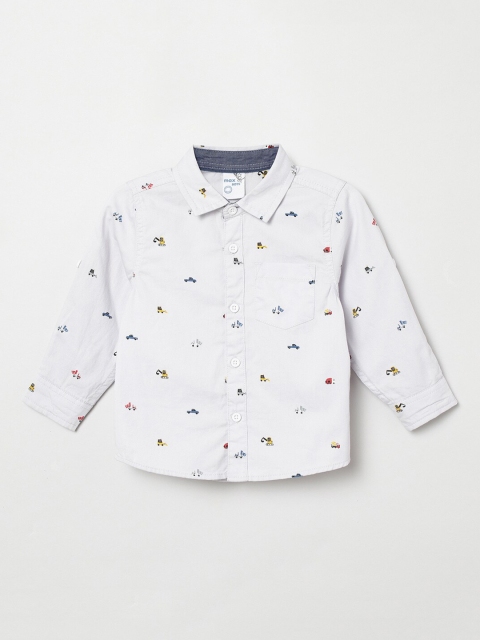 

max Boys White Regular Fit Printed Casual Shirt